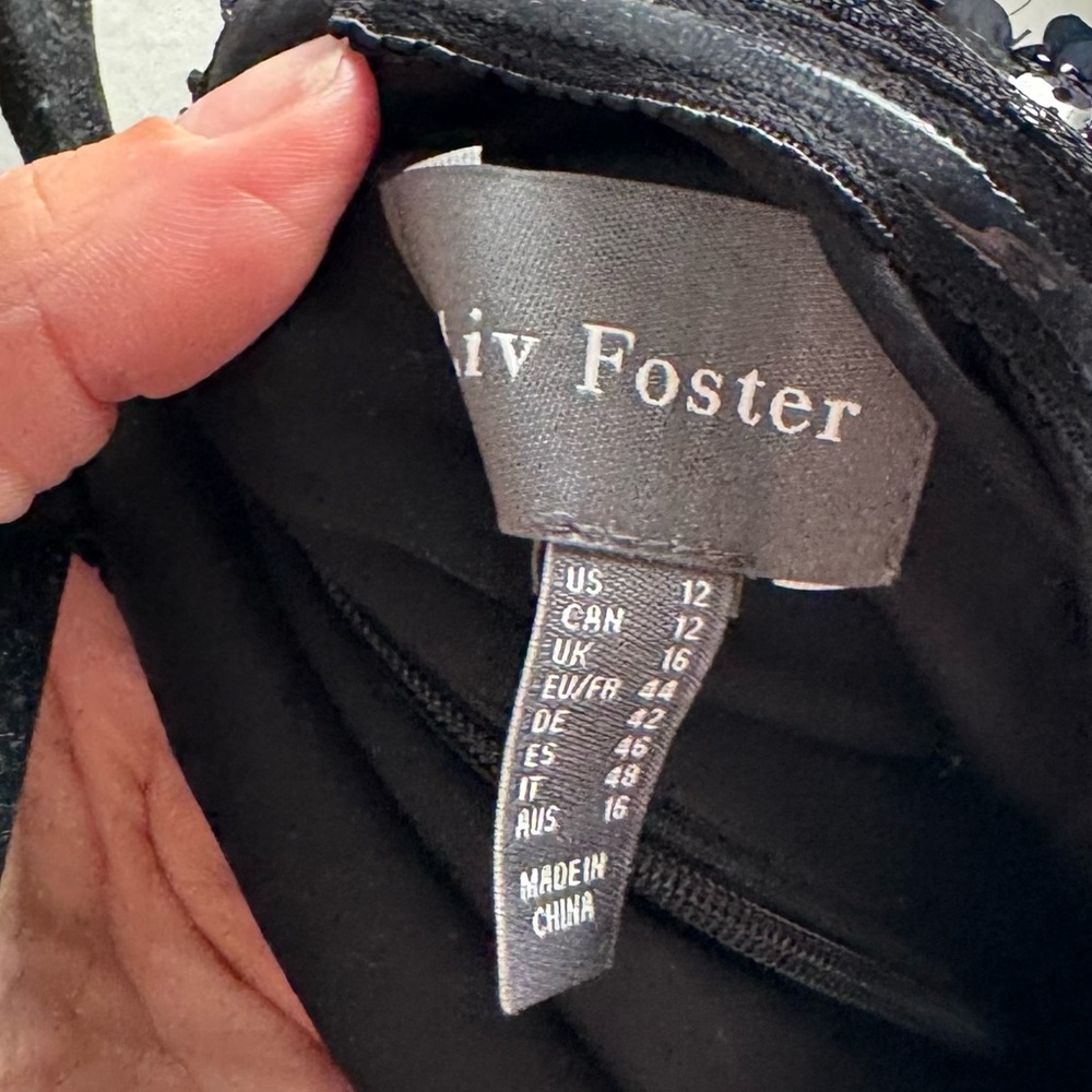 NWT Liv Foster Black Sequined Sleeveless Mini Dress size 12 - Picture 5 of 5